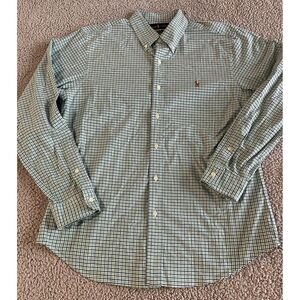 Ralph Lauren Shirt Adult Large L Green Plaid Cotton Button Down Long Sleeve Mens
